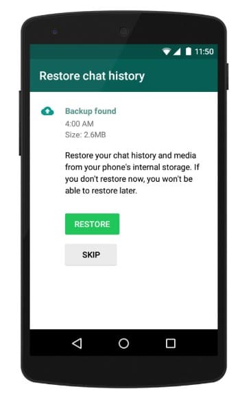 Mengembalikan Pesan Whatsapp Via Recent backup